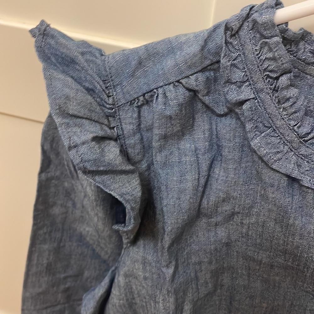 JCrew Chambray Ruffle Top - Picture 6 of 9